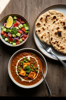 Paneer Matar + Whole Wheat Roti + Kachumber